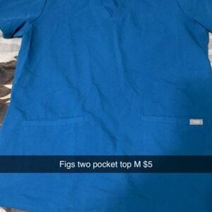 Figs Royal Blue V-Neck Top with Pockets